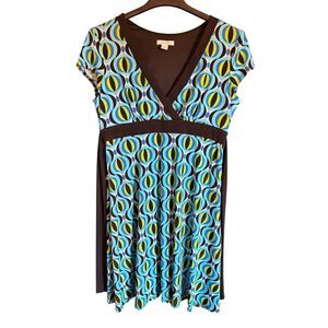 Funky, Fun Blue & Green Stretchy Dress from DressBarn Size 14